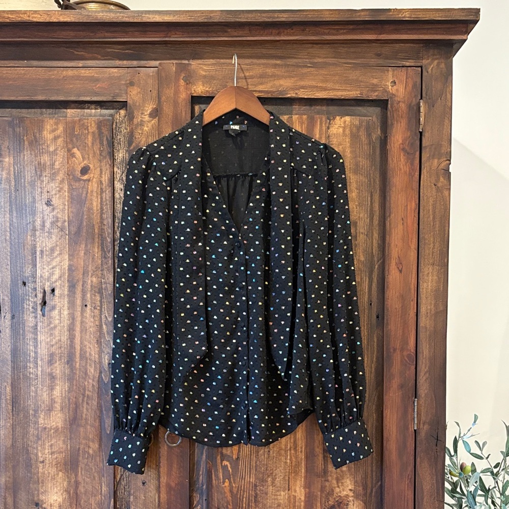 PAIGE Black Top with Colorful Accents